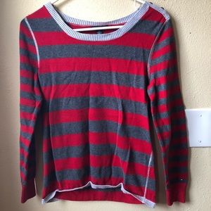 Tommy Hilfiger red and grey striped sweater